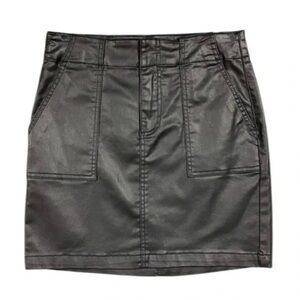 KUT FROM THE KLOTH Black Coated Mini Skirt Fun Waxed Faux Leather Size 2